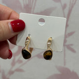 Teardrop Stone Hoop Earrings