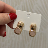 Hammered Stud Dangle Earring | Pink