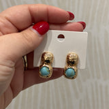Hammered Stud Dangle Earring | Turquoise
