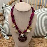 Scarf Charm Necklace | Deep Plum Shells