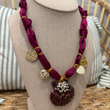 Scarf Charm Necklace | Deep Plum Shells