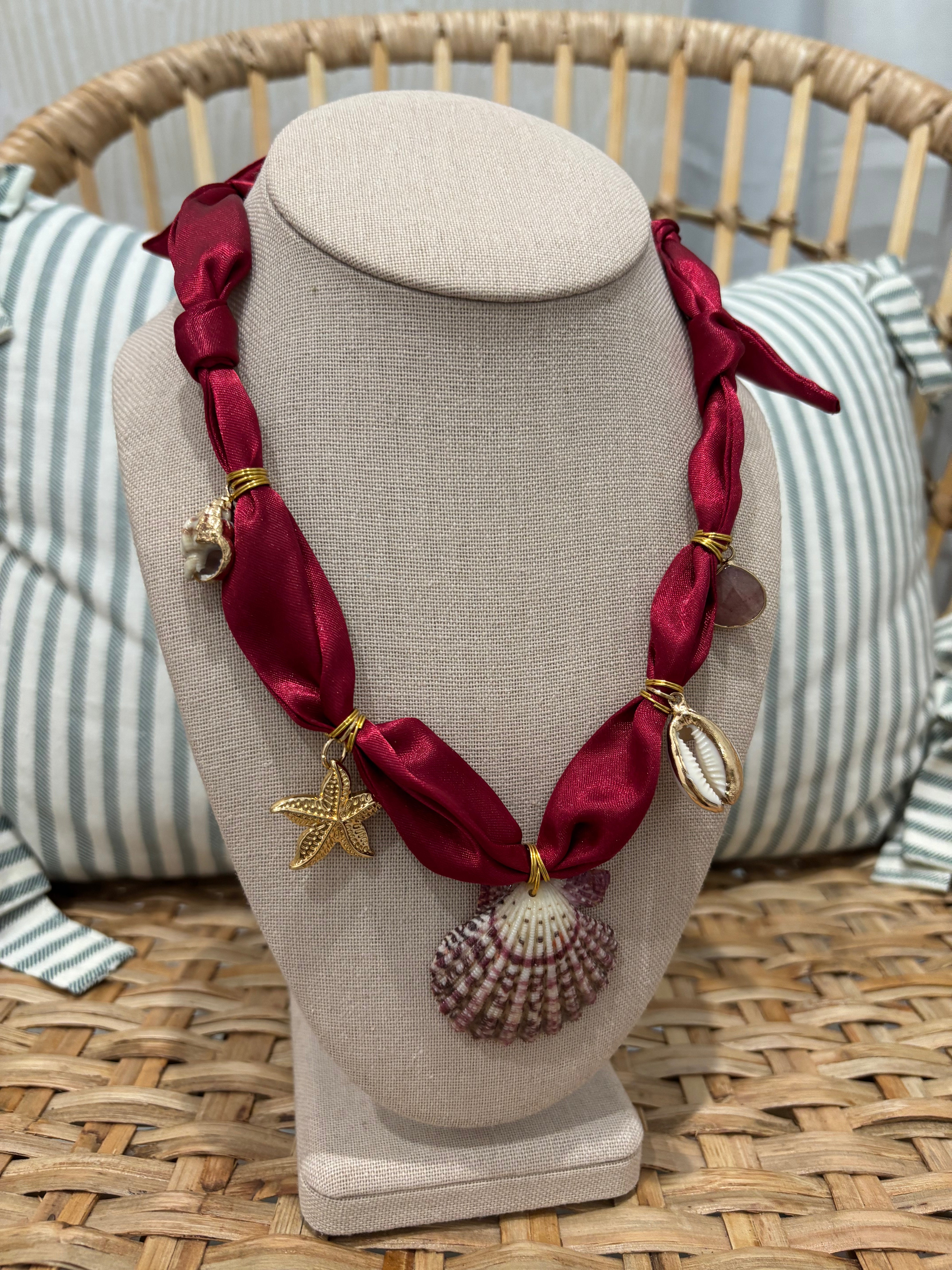 Scarf Charm Necklace | Cabernet Shells