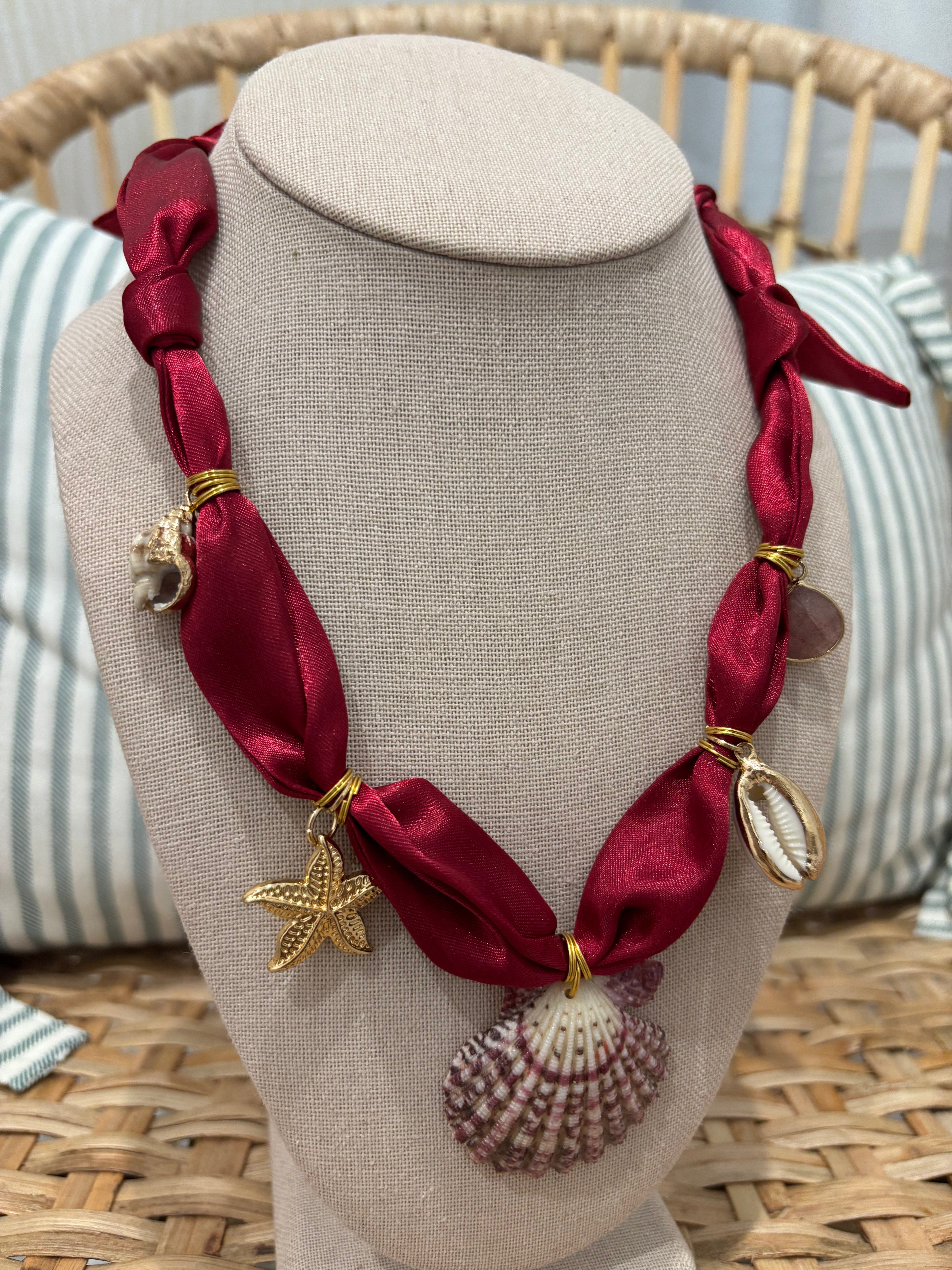 Scarf Charm Necklace | Cabernet Shells