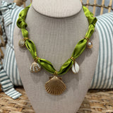 Scarf Charm Necklace | Chartreuse Shells