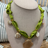Scarf Charm Necklace | Chartreuse Shells