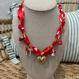 Scarf Charm Necklace | Red Heart