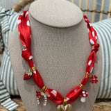 Scarf Charm Necklace | Red Heart
