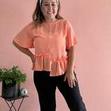 Blouse with flutter sleeves