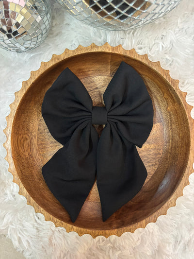 Clip on black hair bow