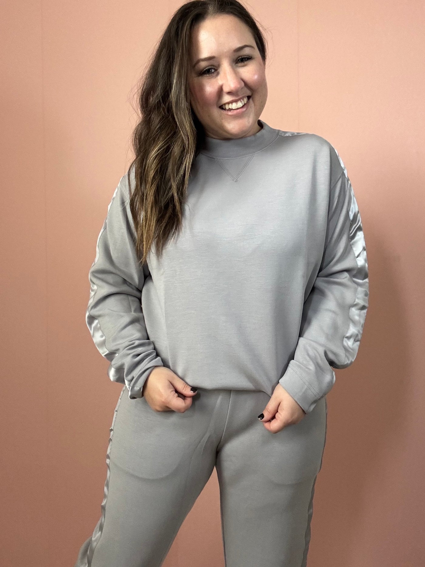 Grey Joggers with satin details