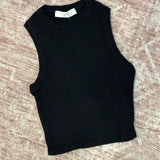 Ribbed Cropped Tank Top | Black