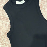 Ribbed Cropped Tank Top | Black