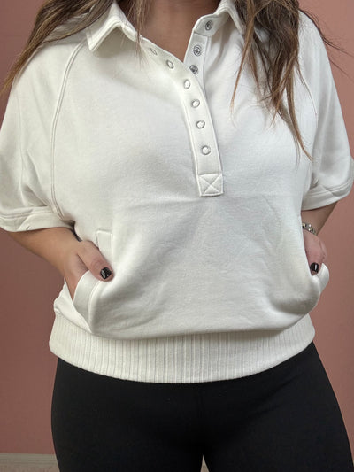 French Terry Collared Top