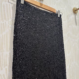 Sequin Midi Pencil Skirt | Black