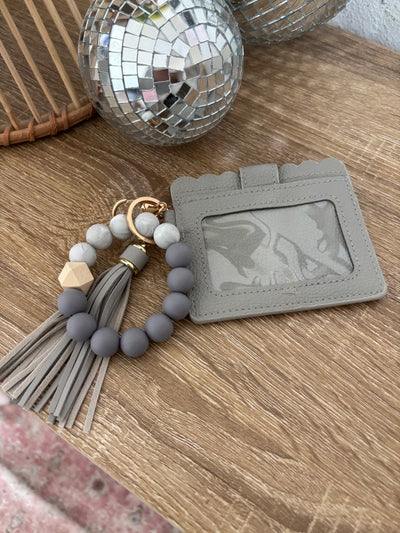 Beaded Wristlet with Wallet | Grey