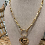 Etched Heart Chunky Chain Statement Necklace