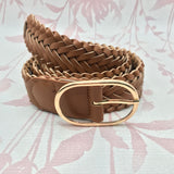 Braided Oval Buckle Belt | Brown