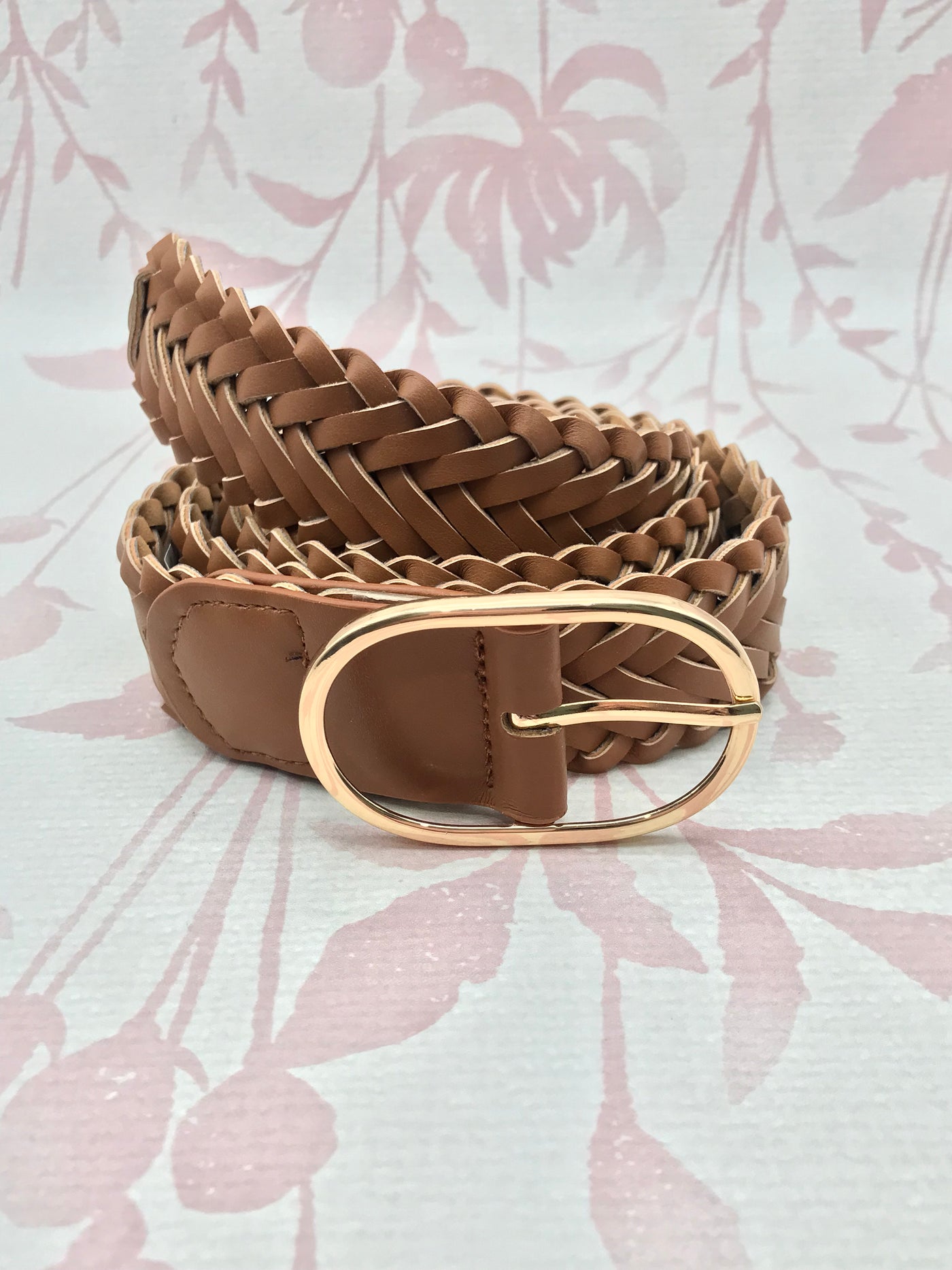 Braided Oval Buckle Belt | Brown