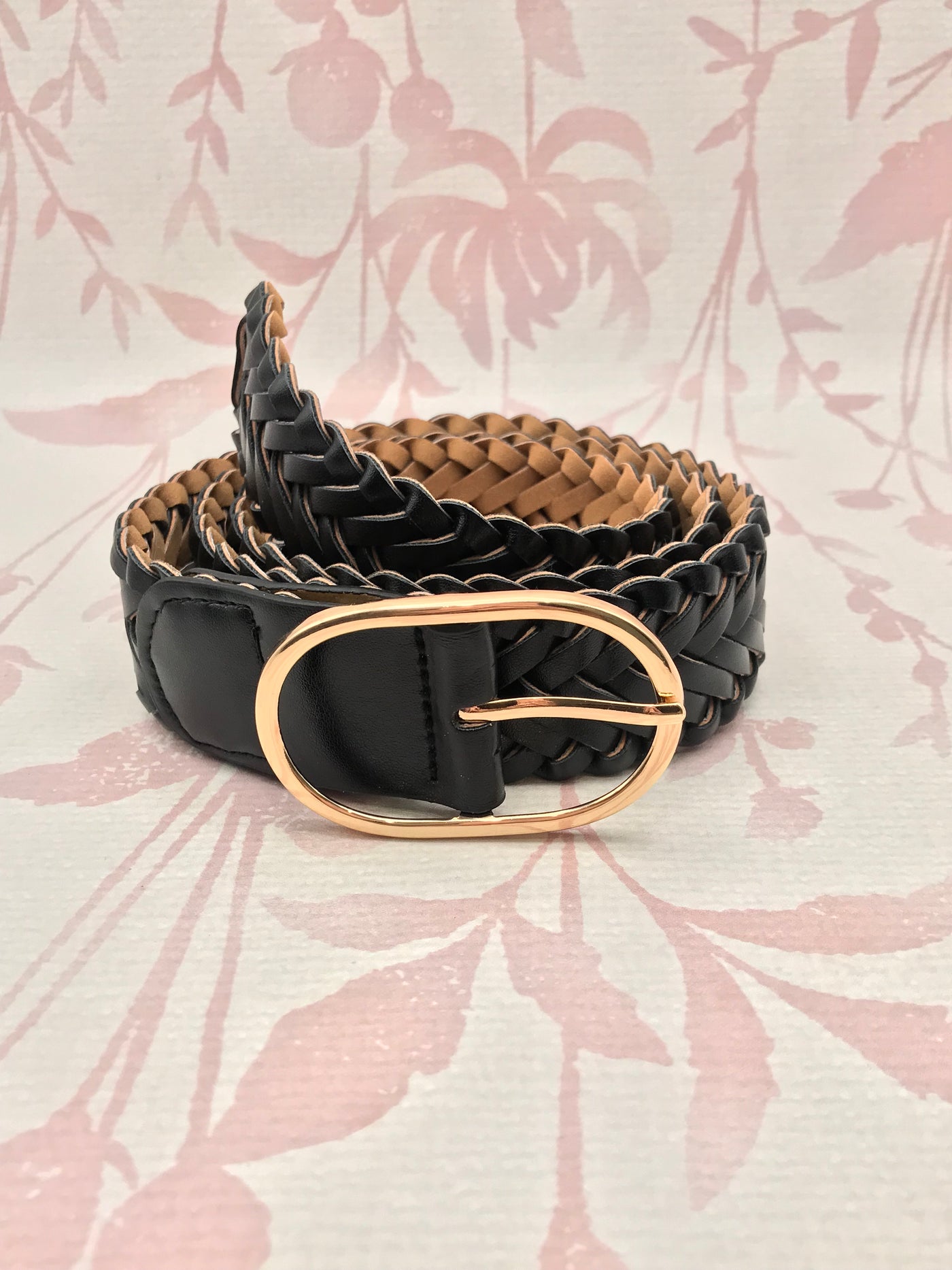 Braided Oval Buckle Belt | Black