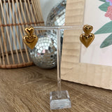 Double Layered Heart Gold Earrings