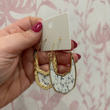 Geo Hoop Earrings | White