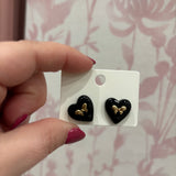 Acrylic Heart Studs | Black