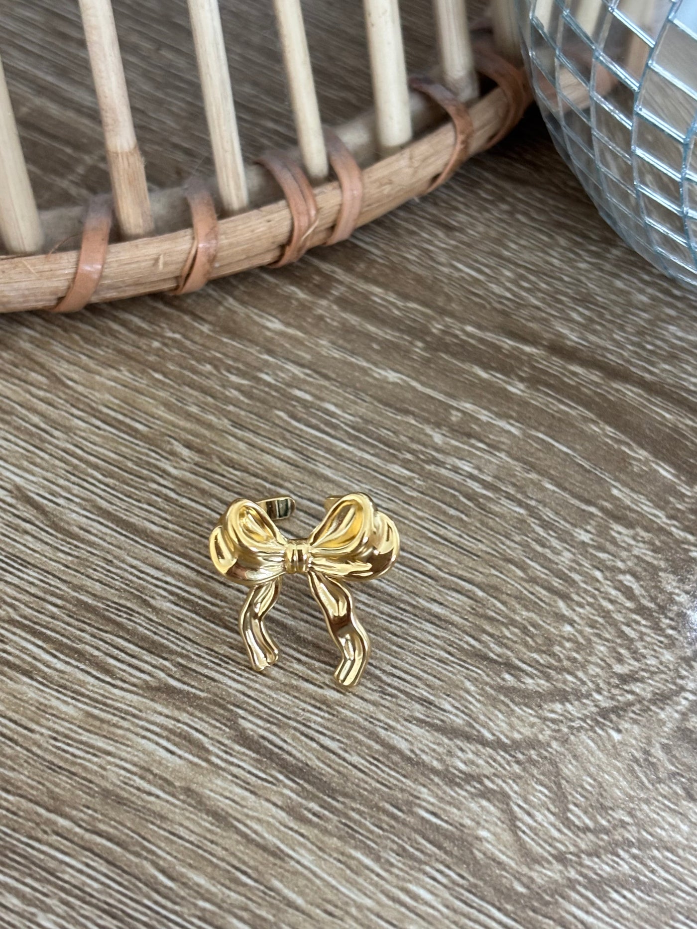 Gold Adjustable Bow Ring