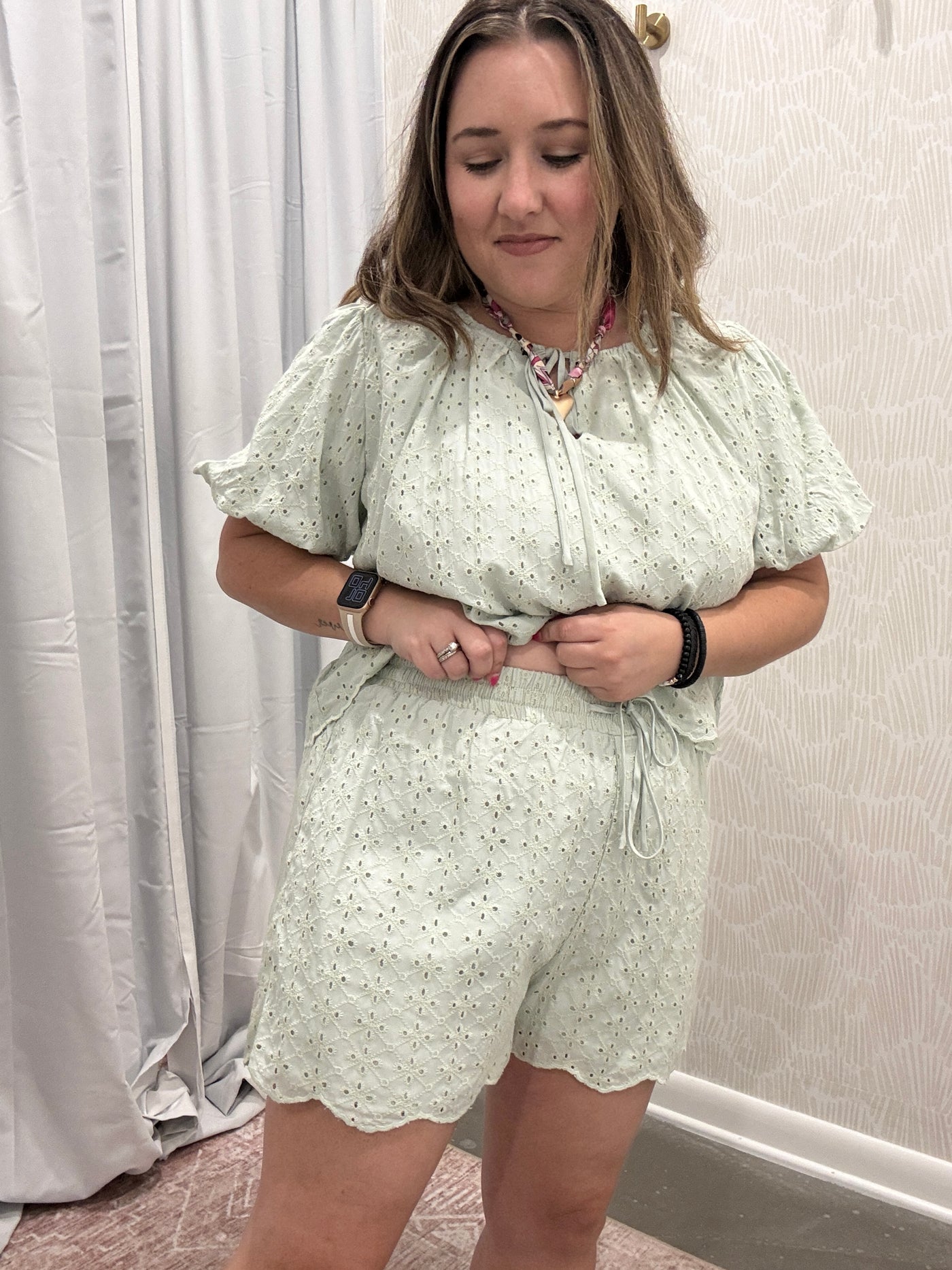 Eyelet Shorts Green