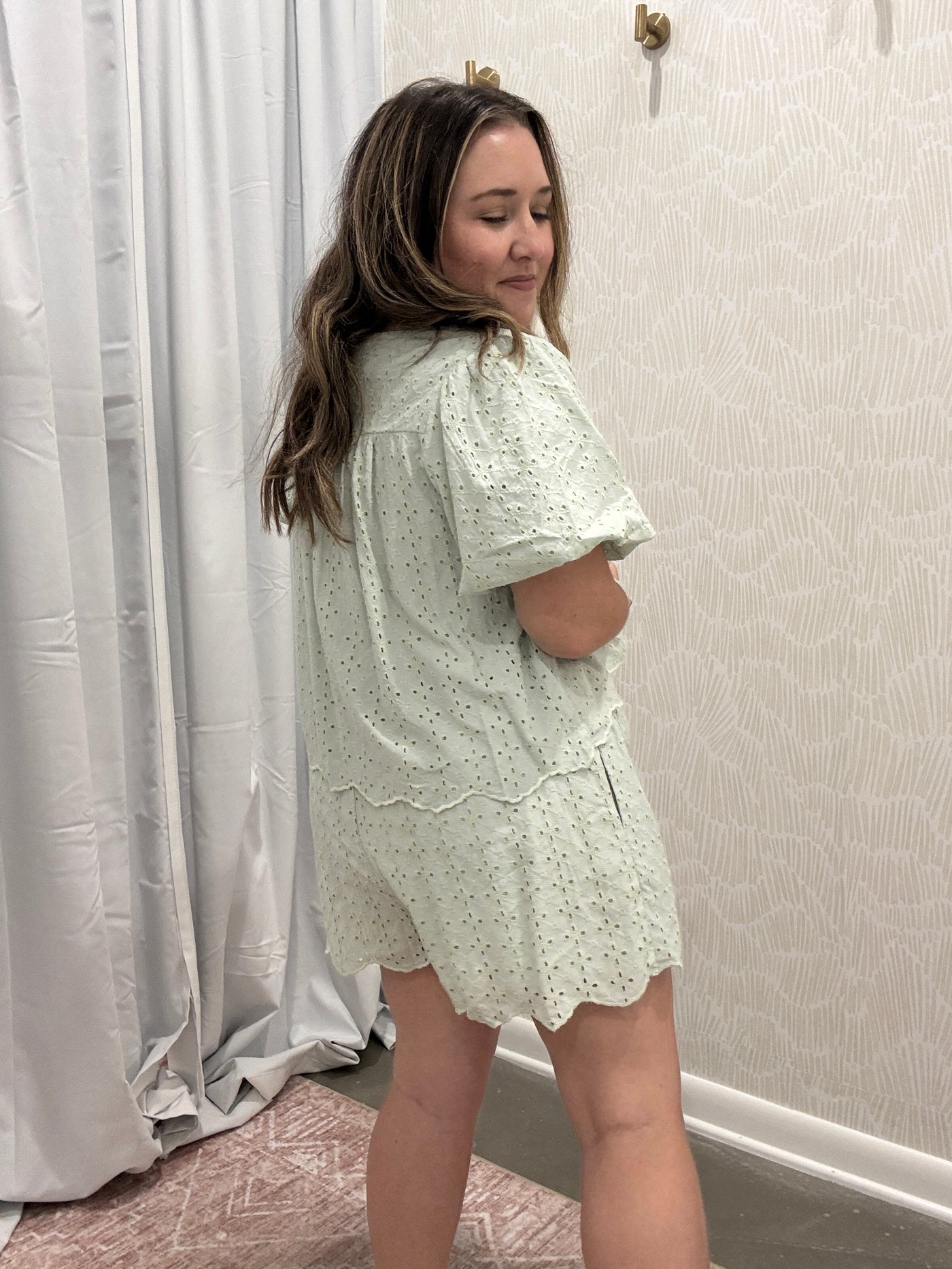 Eyelet Shorts Green