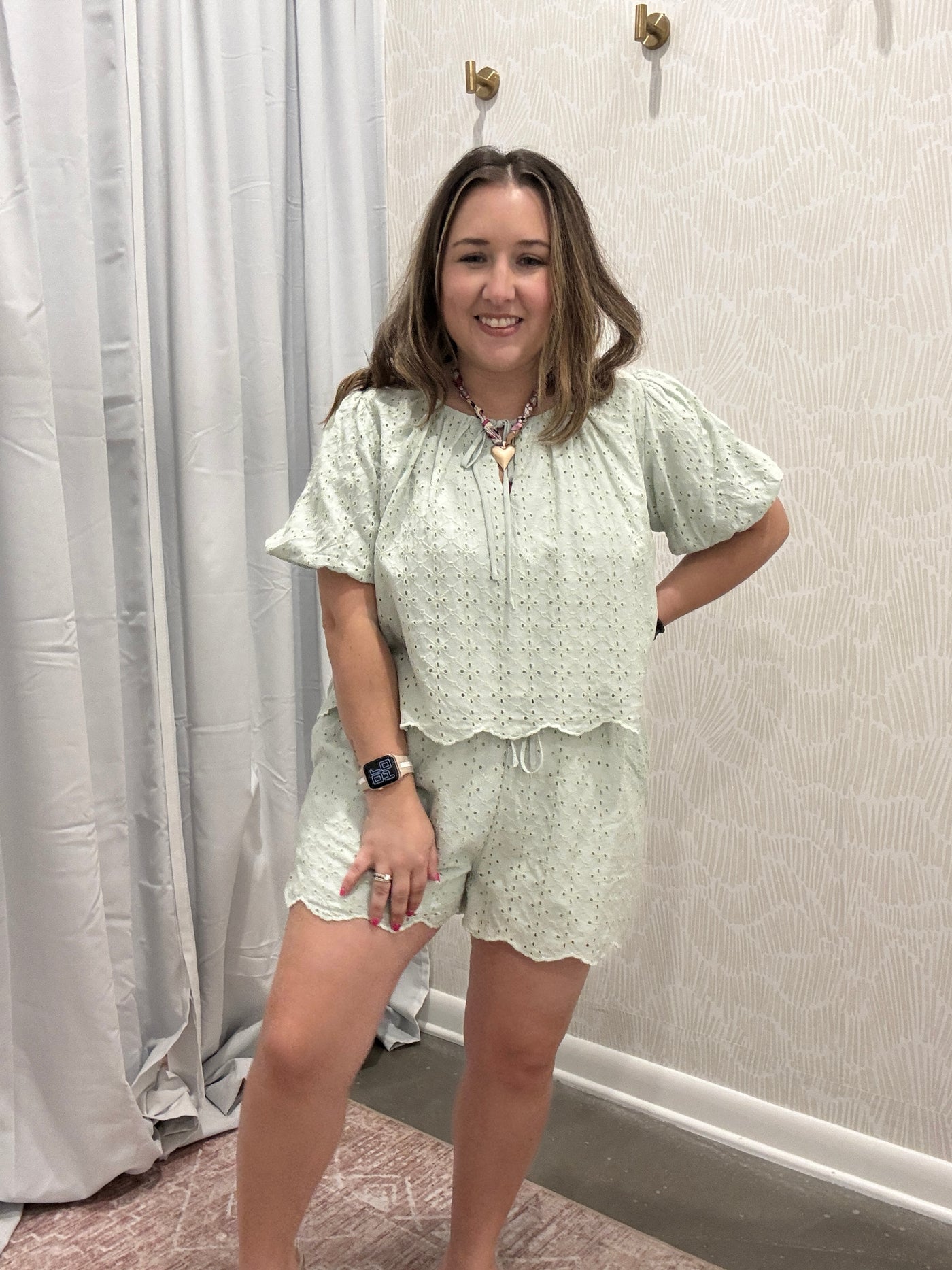 Eyelet Shorts Green