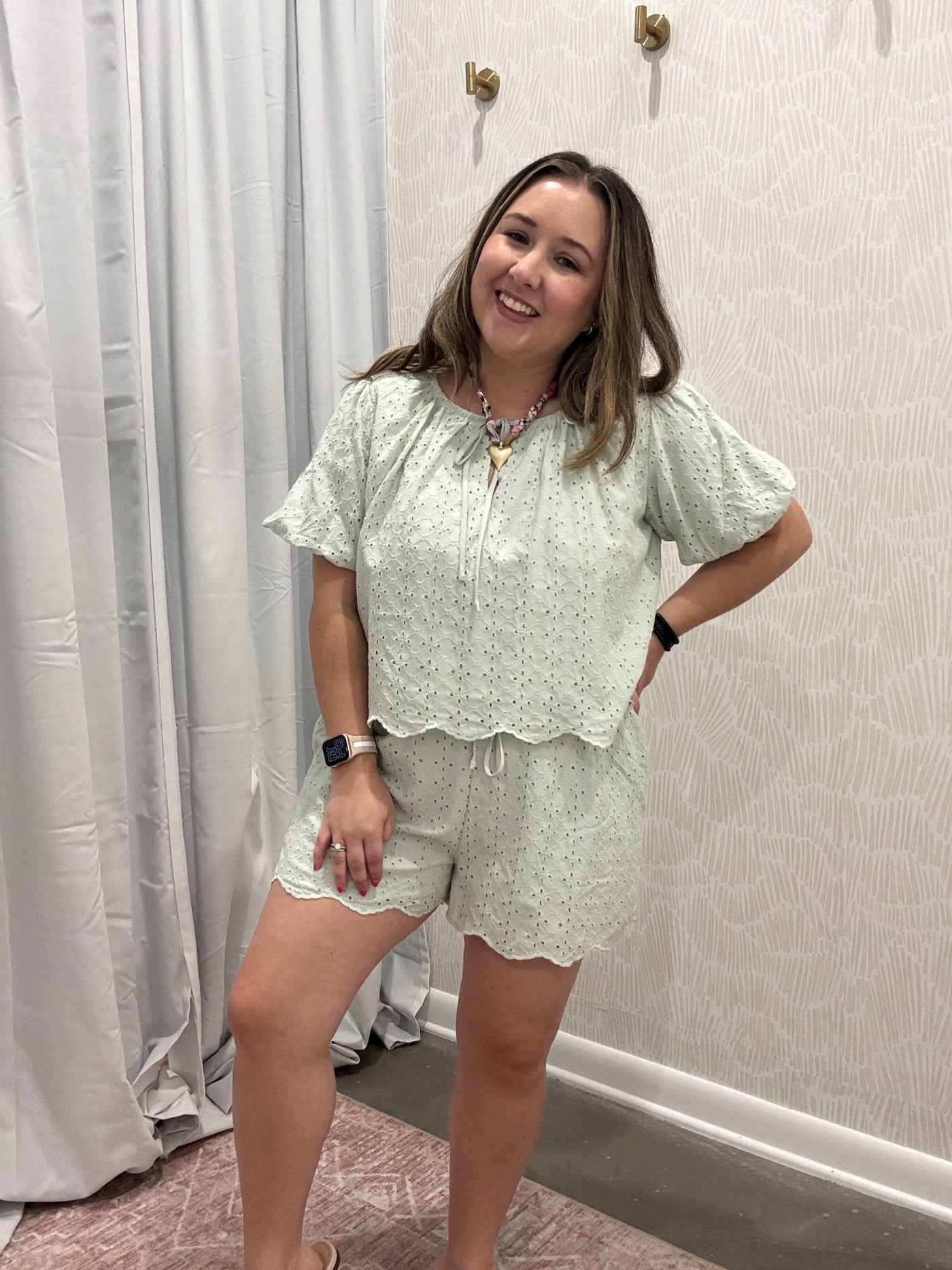Eyelet Shorts Green