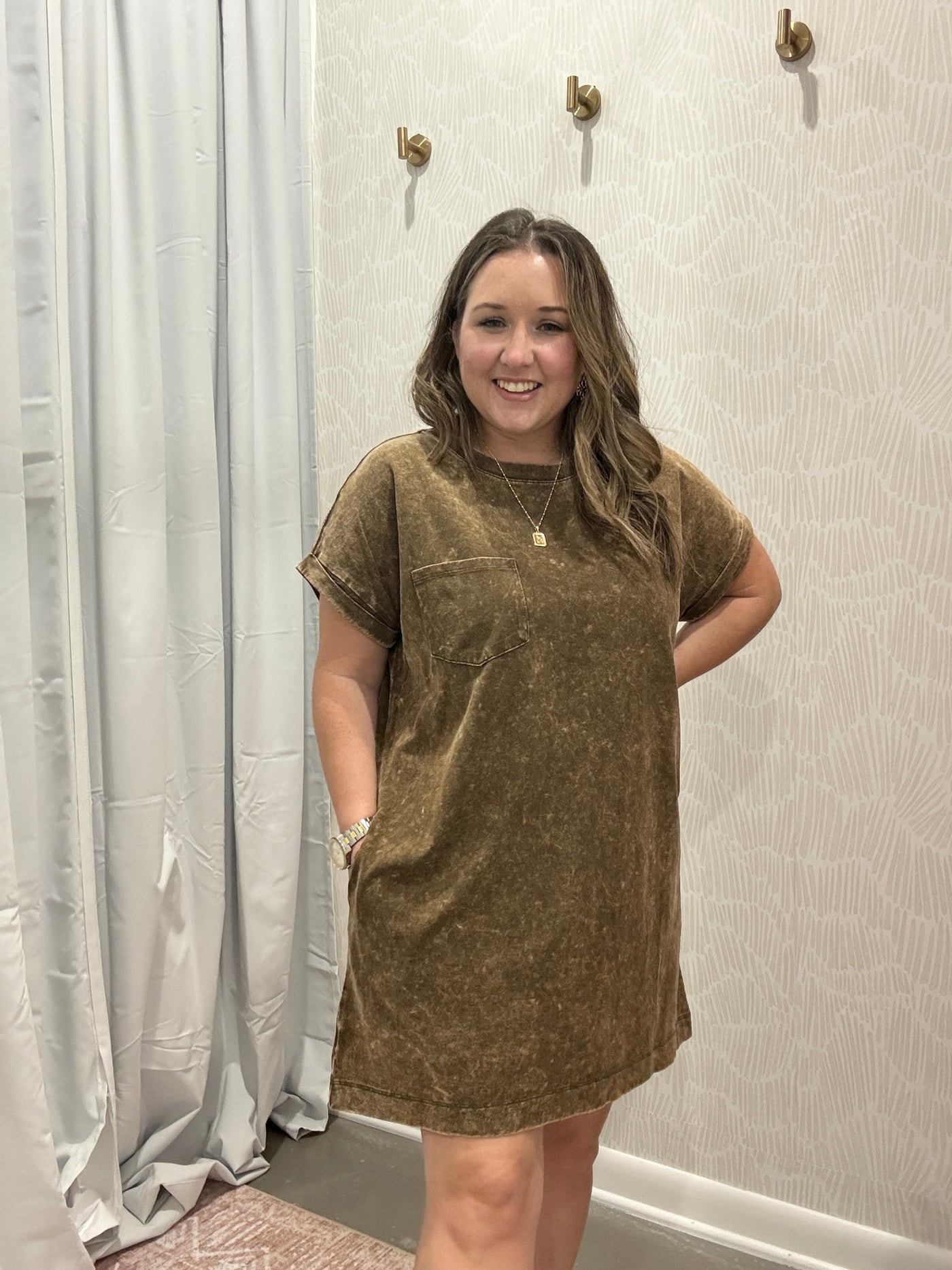 Washed T-shirt Dress | Brown