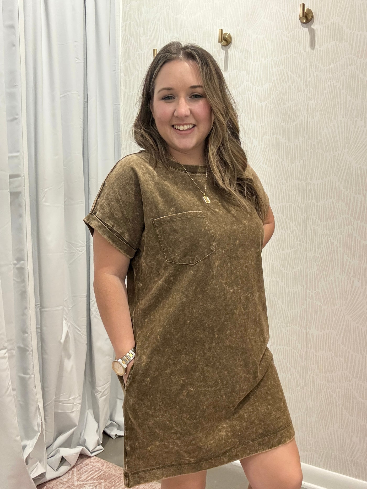 Washed T-shirt Dress | Brown