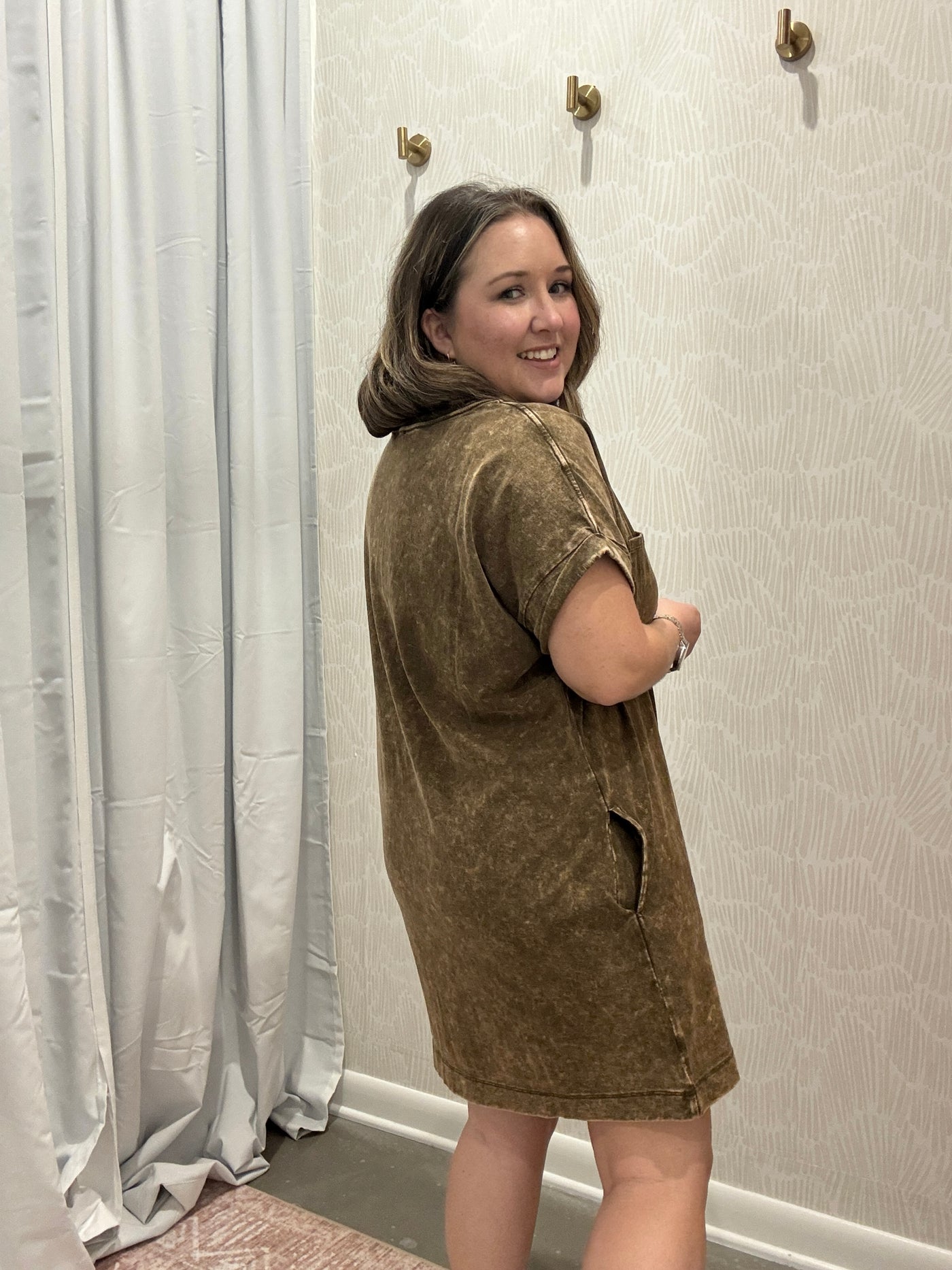 Washed T-shirt Dress | Brown