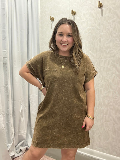 Washed T-shirt Dress | Brown