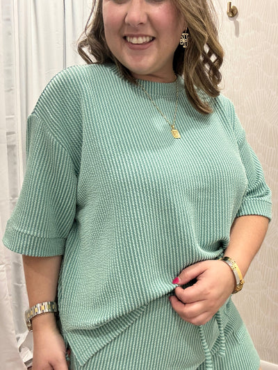 Ryleigh Ribbed Tee | Light Jade