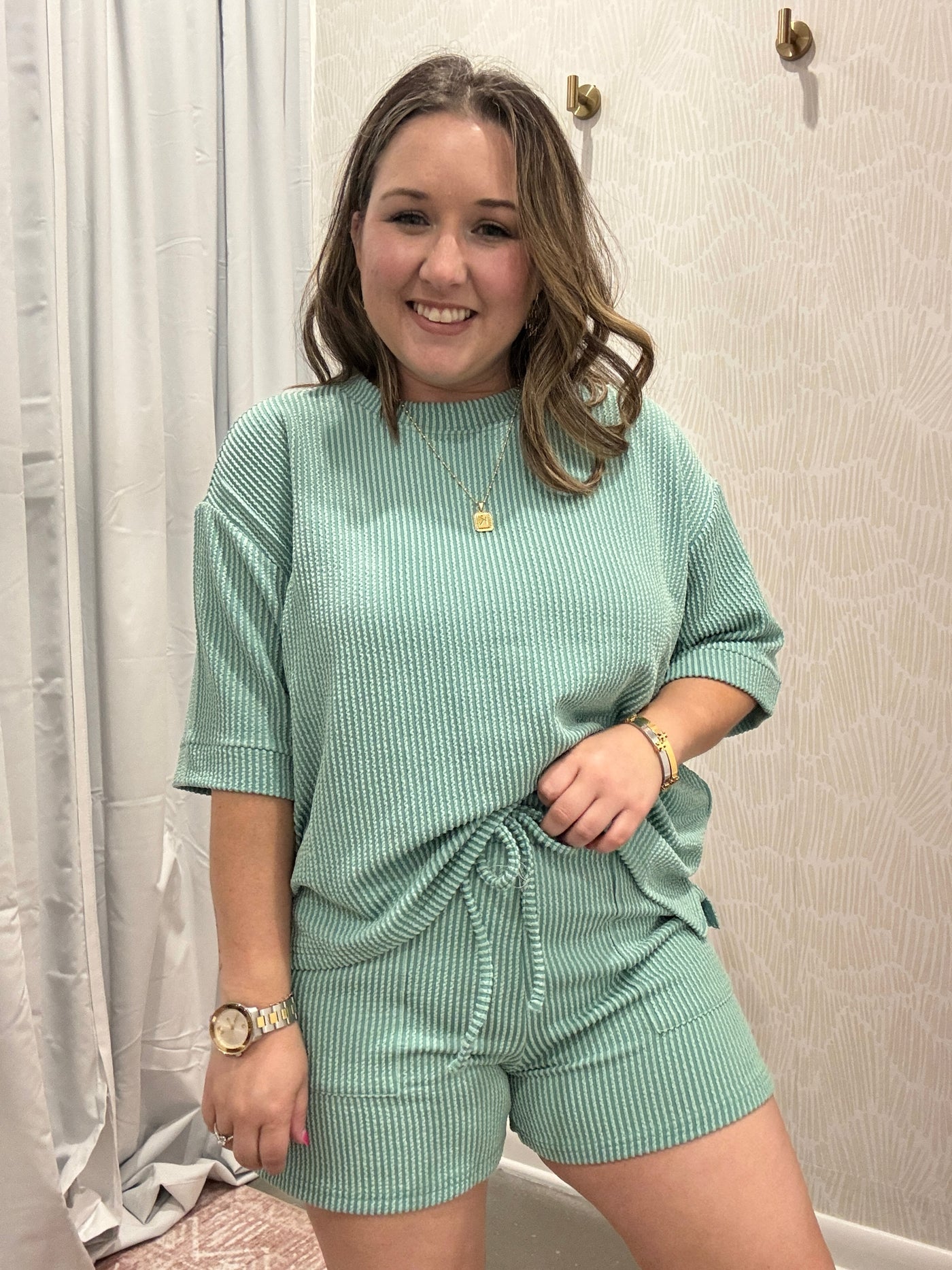 Ryleigh Ribbed Tee | Light Jade