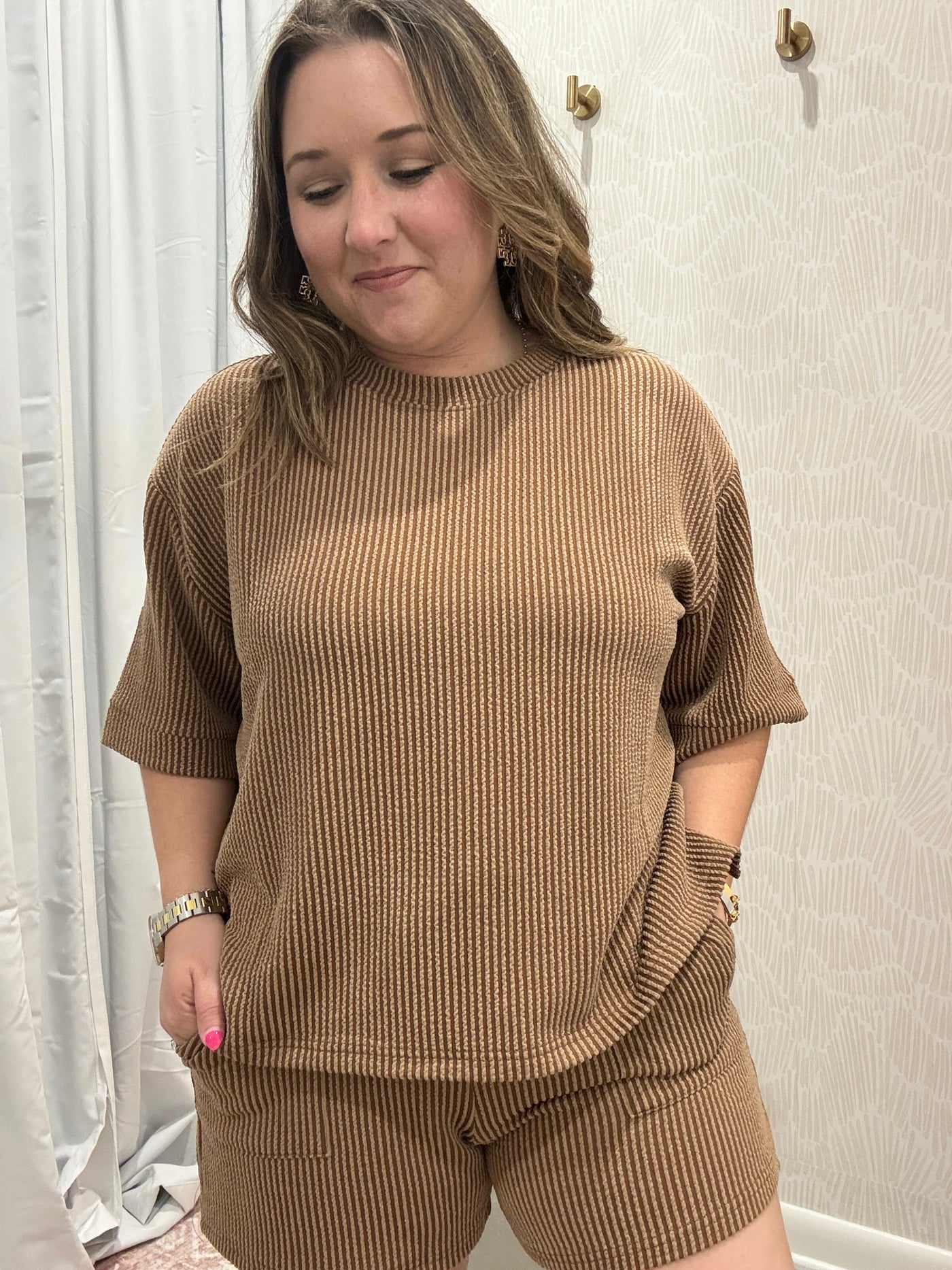 Ryleigh Ribbed Tee | Deep Camel