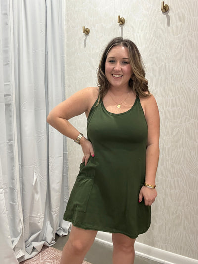 Everyday Mini Dress Romper | Army Green