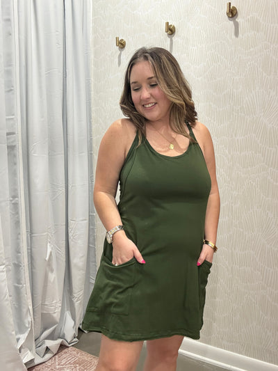 Everyday Mini Dress Romper | Army Green