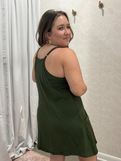 Everyday Mini Dress Romper | Army Green