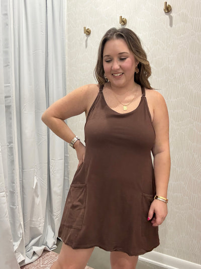 Everyday Mini Dress Romper | Brown