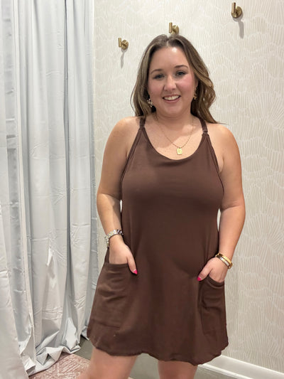 Everyday Mini Dress Romper | Brown