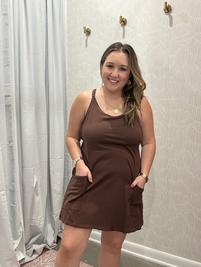 Everyday Mini Dress Romper | Brown