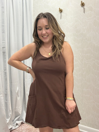 Everyday Mini Dress Romper | Brown