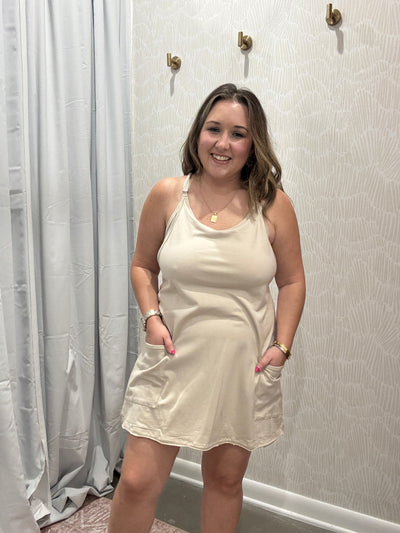 Everyday Mini Dress Romper | Beige