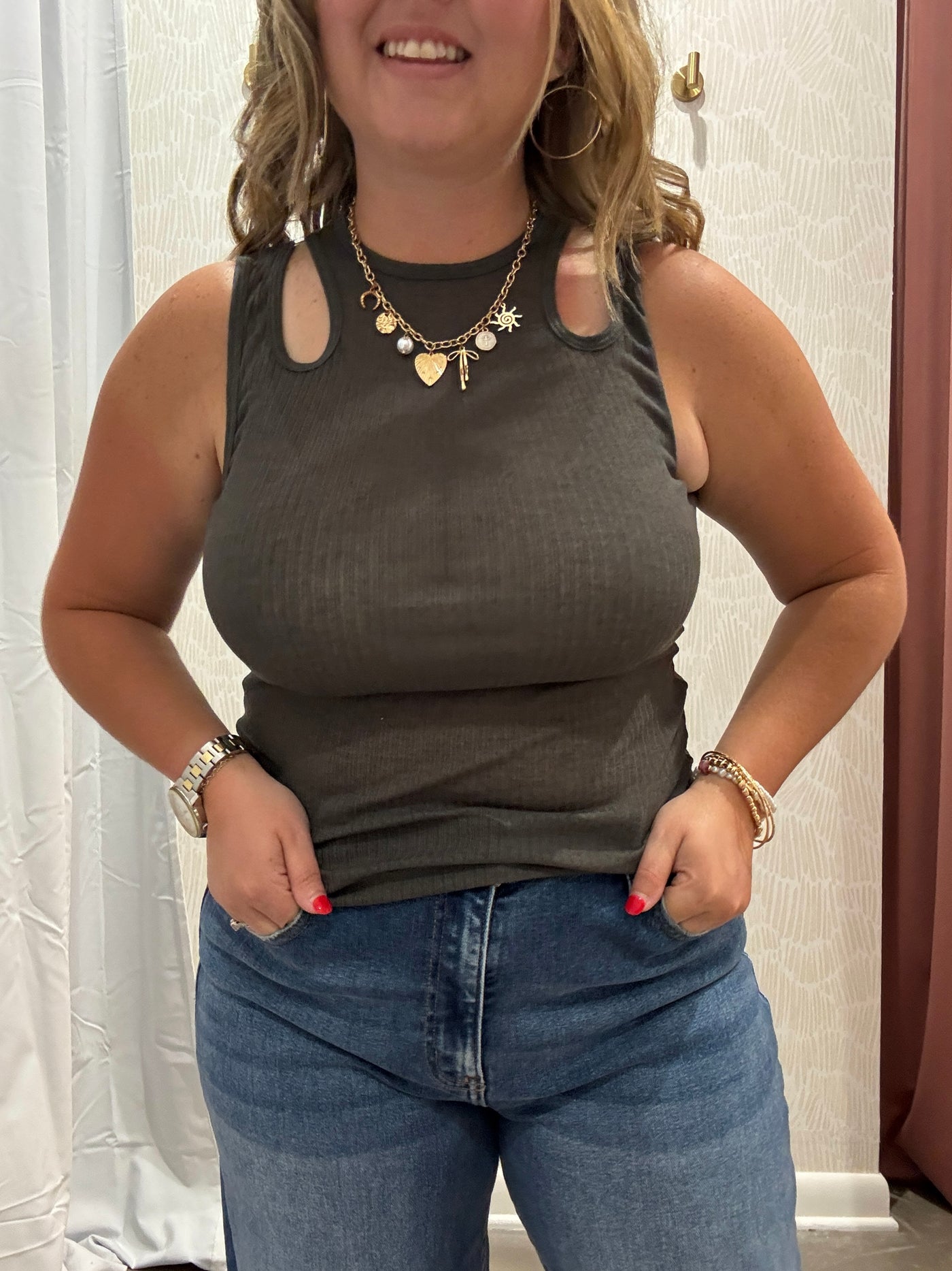 Tucker Cut Out Tank | Charcoal