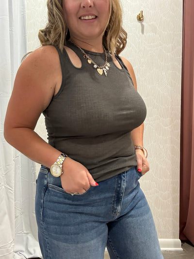 Tucker Cut Out Tank | Charcoal