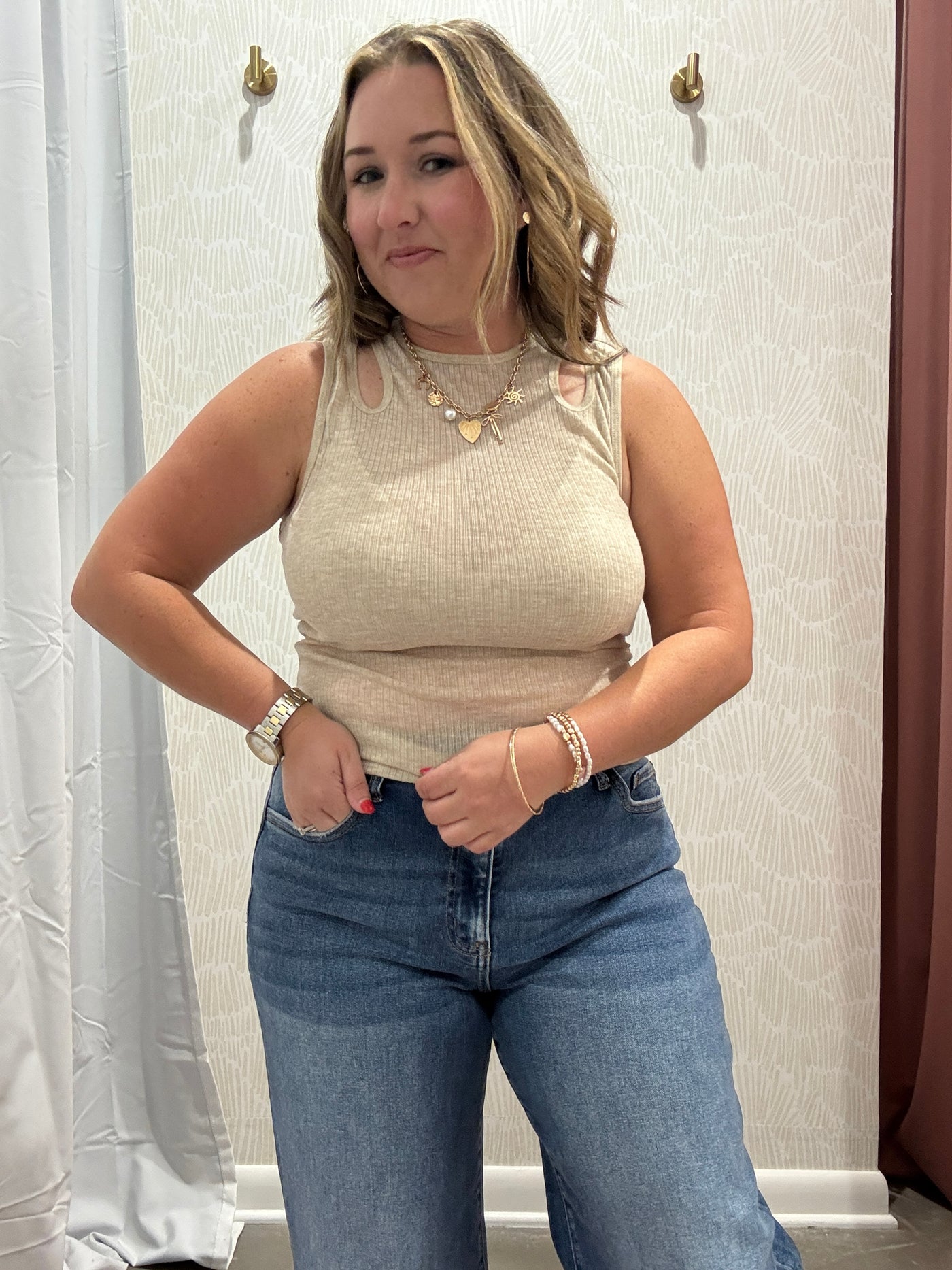 Tucker Cut Out Tank | Oatmeal