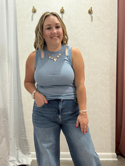 Tucker Cut Out Tank | Denim Blue